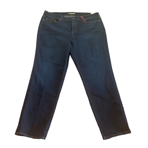 Lands End Midrise Dark Rinse Straight Leg Jean NWT Size 20W - Picture 1 of 8
